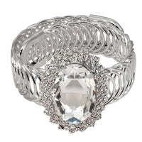 Urthn White Stone Silver Plated Adjustable kada - 1402114A