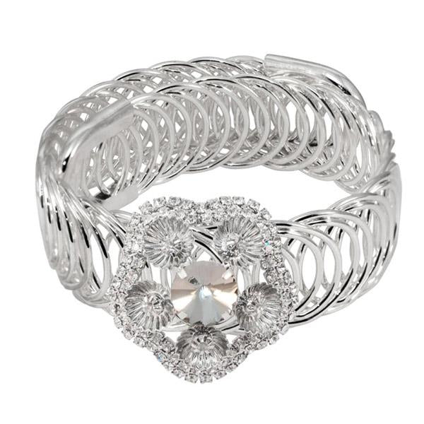 Urthn Silver Plated White Austrian Stone Adjustable kada - 1402115A