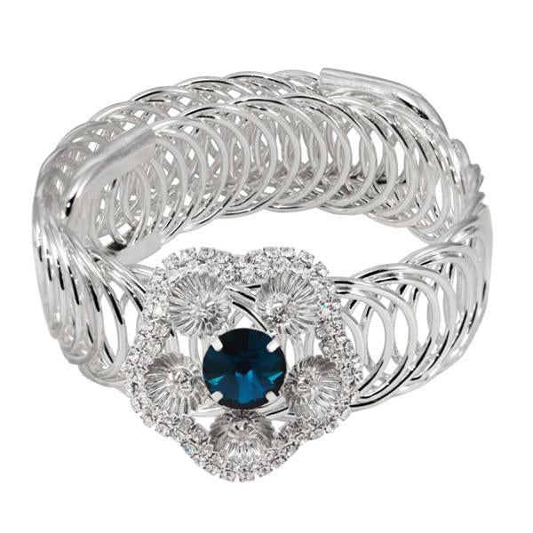 Urthn Silver Plated Blue Austrian Stone Adjustable kada - 1402115C