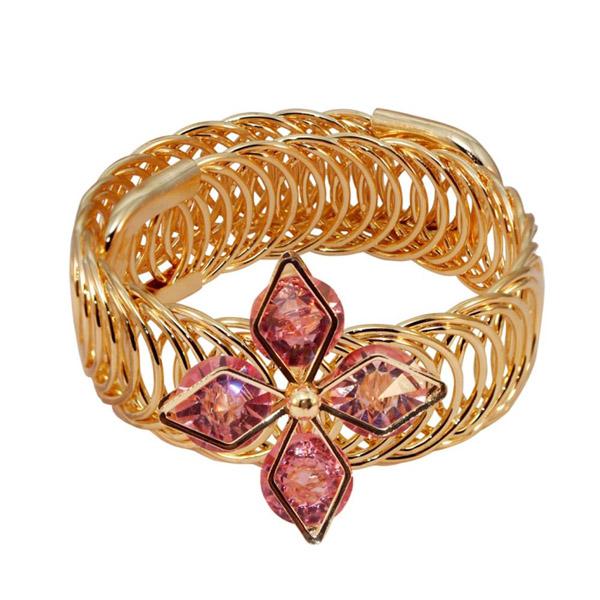 Urthn Gold Plated Pink Austrian Stone Adjustable Kada - 1402102A