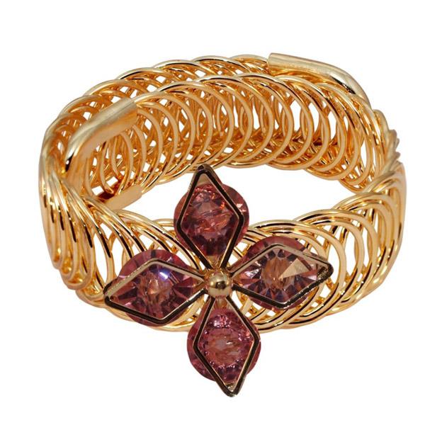 Urthn Gold Plated Purple Austrian Stone Adjustable Kada - 1402102E