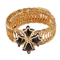 Urthn Black Austrian Stone Gold Plated Adjustable Kada - 1402103B