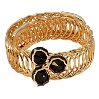 Urthn Gold Plated Black Austrian Stone Adjustable Kada - 1402104C