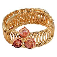 Urthn Gold Plated Pink Austrian Stone Adjustable Kada - 1402104F