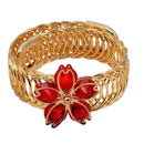 Urthn Red Austrian Stone Gold Plated Floral Adjustable Kada - 1402105B