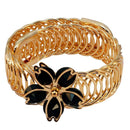 Urthn Black Austrian Stone Gold Plated Floral Adjustable Kada - 1402105C