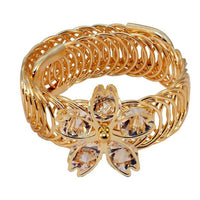 Urthn White Austrian Stone Gold Plated Floral Adjustable Kada - 1402105F