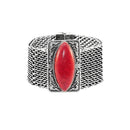 Urthn Turquoise Texture Stone Rhodium Magnetic Bracelet - 1402403A