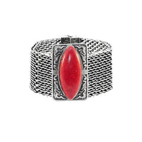 Urthn Turquoise Texture Stone Rhodium Magnetic Bracelet - 1402403A