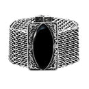 Urthn Rhodium Turquoise Texture Stone Magnetic Bracelet - 1402403B