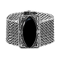 Urthn Rhodium Turquoise Texture Stone Magnetic Bracelet - 1402403B