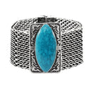 Urthn Turquoise Texture Stone Rhodium Magnetic Bracelet - 1402403C