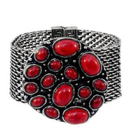 Urthn Rhodium Turquoise Texture Stone Magnetic Bracelet - 1402405b