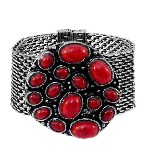 Urthn Rhodium Turquoise Texture Stone Magnetic Bracelet - 1402405b