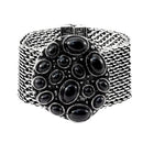 Urthn Turquoise Texture Stone Rhodium Magnetic Bracelet - 1402405d