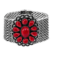 Urthn Rhodium Turquoise Texture Stone Magnetic Bracelet - 1402406A