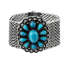 Urthn Rhodium Blue Turquoise Texture Stone Magnetic Bracelet - 1402406C
