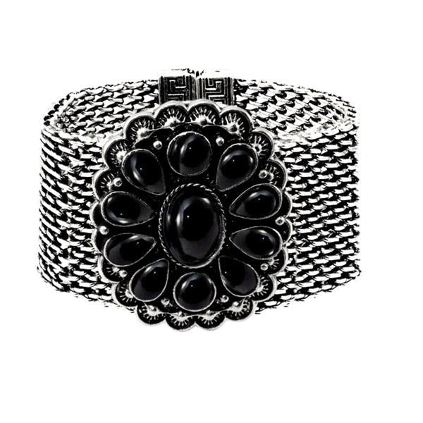 Urthn Black Turquoise Texture Stone Magnetic Bracelet - 1402406D