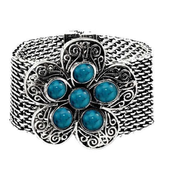 Urthn Blue Turquoise Texture Stone Magnetic Bracelet - 1402407C