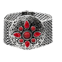 Urthn Turquoise Texture Stone Rhodium Magnetic Bracelet - 1402408A