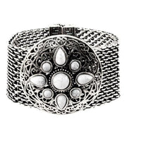 Urthn White Turquoise Texture Stone Magnetic Bracelet - 1402408B