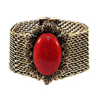 Urthn Antique Gold Turquoise Texture Stone Magnetic Bracelet - 1402410A