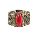 Urthn Turquoise Texture Stone Antique Gold Magnetic Bracelet - 1402412A