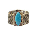 Urthn Turquoise Texture Stone Antique Gold Magnetic Bracelet - 1402412C