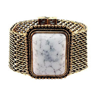 Urthn Antique Gold Turquoise Texture Stone Magnetic Bracelet - 1402413B