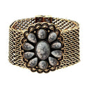 Urthn Turquoise Texture Stone Antique Gold Magnetic Bracelet - 1402415B