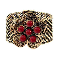 Urthn Antique Gold Turquoise Texture Stone Magnetic Bracelet - 1402416A