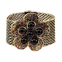 Urthn Turquoise Texture Stone Magnetic Brass Bracelet - 1402416D