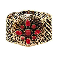 Urthn Turquoise Texture Stone Antique Gold Magnetic Bracelet - 1402417A