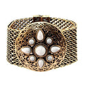 Urthn Antique Gold Turquoise Texture Stone Magnetic Bracelet - 1402417B