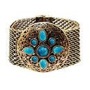 Urthn Turquoise Texture Stone Antique Gold Magnetic Bracelet - 1402417C