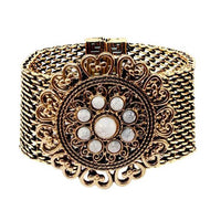 Urthn White Turquoise Texture Stone Magnetic Bracelet - 1402418B