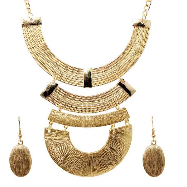 Urthn Gold Plated Geometric Costume Necklace Set - 1107405A