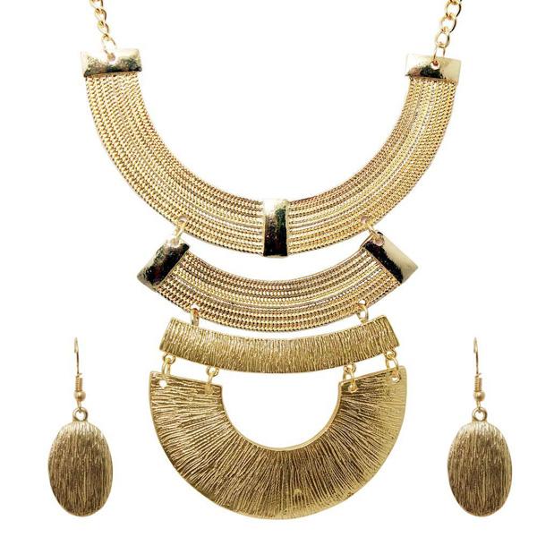 Urthn Geometric Gold Plated Costume Necklace Set - 1107405B