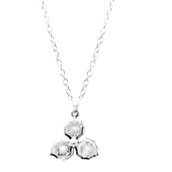 Urthn White Glass Stone Silver Plated Chain Pendant - 1203242A