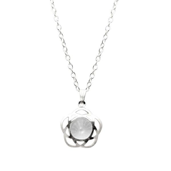 Urthn White Glass Stone Silver Plated Chain Pendant - 1203247A