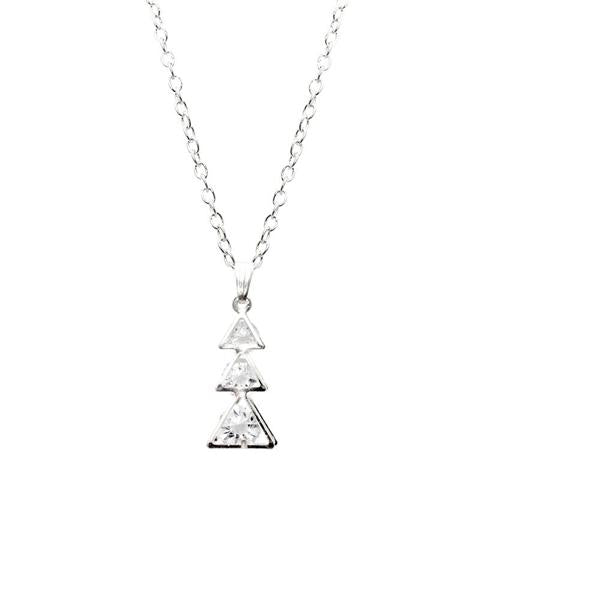 Urthn White Glass Stone Triangle Design Chain Pendant - 1203248A
