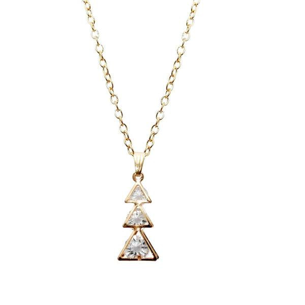 Urthn Glass Stone Triangle Design Chain Pendant - 1203248B