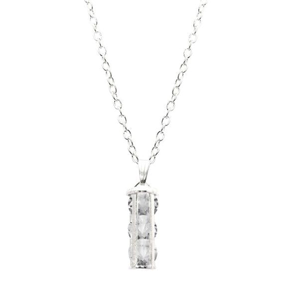 Urthn White Glass Stone Silver Plated Chain Pendant - 1203249A