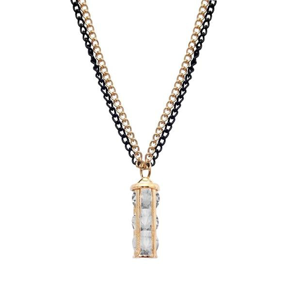 Urthn Glass Stone Gold Plated Double Chain Pendant - 1203249C