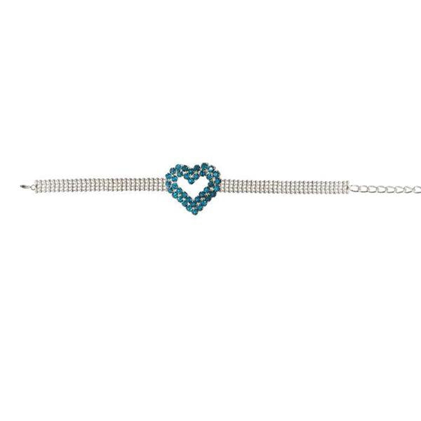 Urthn Blue Austrian Stone Heart Shaped Silver Plated Bracelet