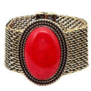 Urthn Red Turquoise Texture Stone Antique Gold Bracelet - 1402419A