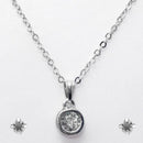 Urthn Rhodium Plated White Cubic Zirconia Stone Pendant Set - 1203701B