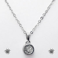Urthn Rhodium Plated White Cubic Zirconia Stone Pendant Set - 1203701B
