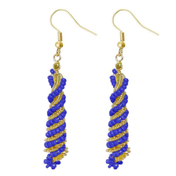 Urthn Blue Beads Gold Plated Dangler Earring - 1309023G
