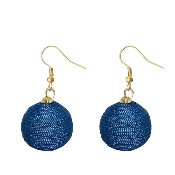 Urthn Blue Thread Ball Shaped Thread Earring - 1309025A